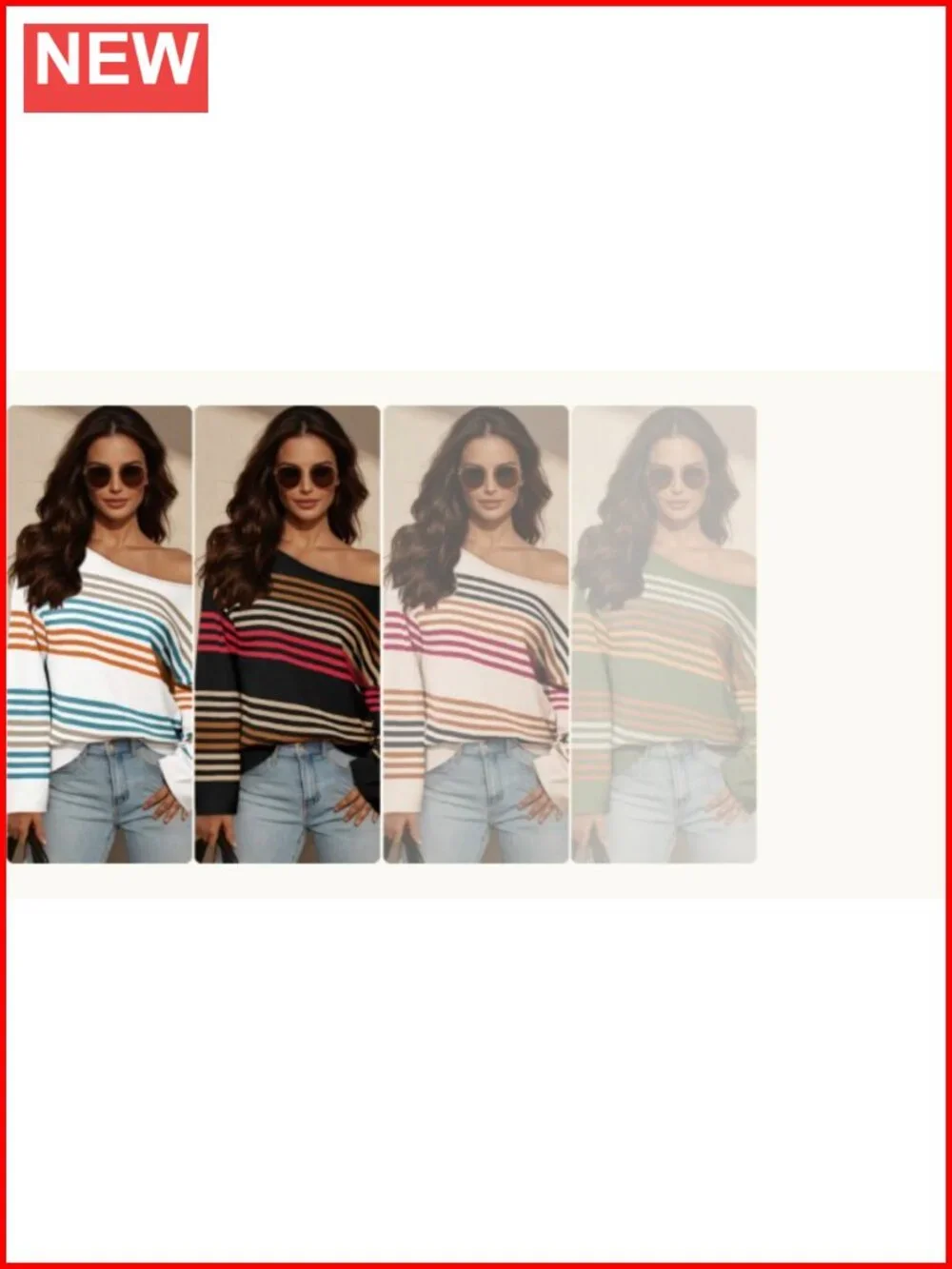 Dokotoo Women's Striped Oversized Crewneck Pullover Sweater
